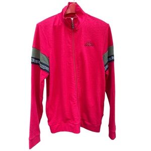 Kappa Red Full Zip Track Jacket Large Logo Tape Sleeve Athletic Streetwear Retro